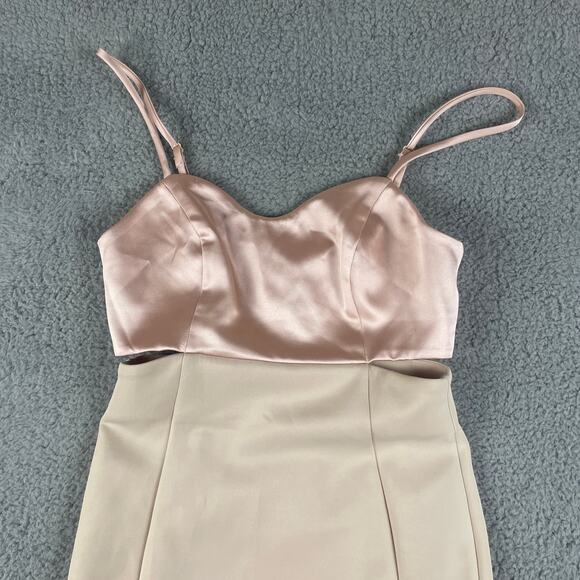 Asos Women's US 4 Pink Beige Polyester Back Zip Up Spaghetti Strap Dress - Picture 2 of 15